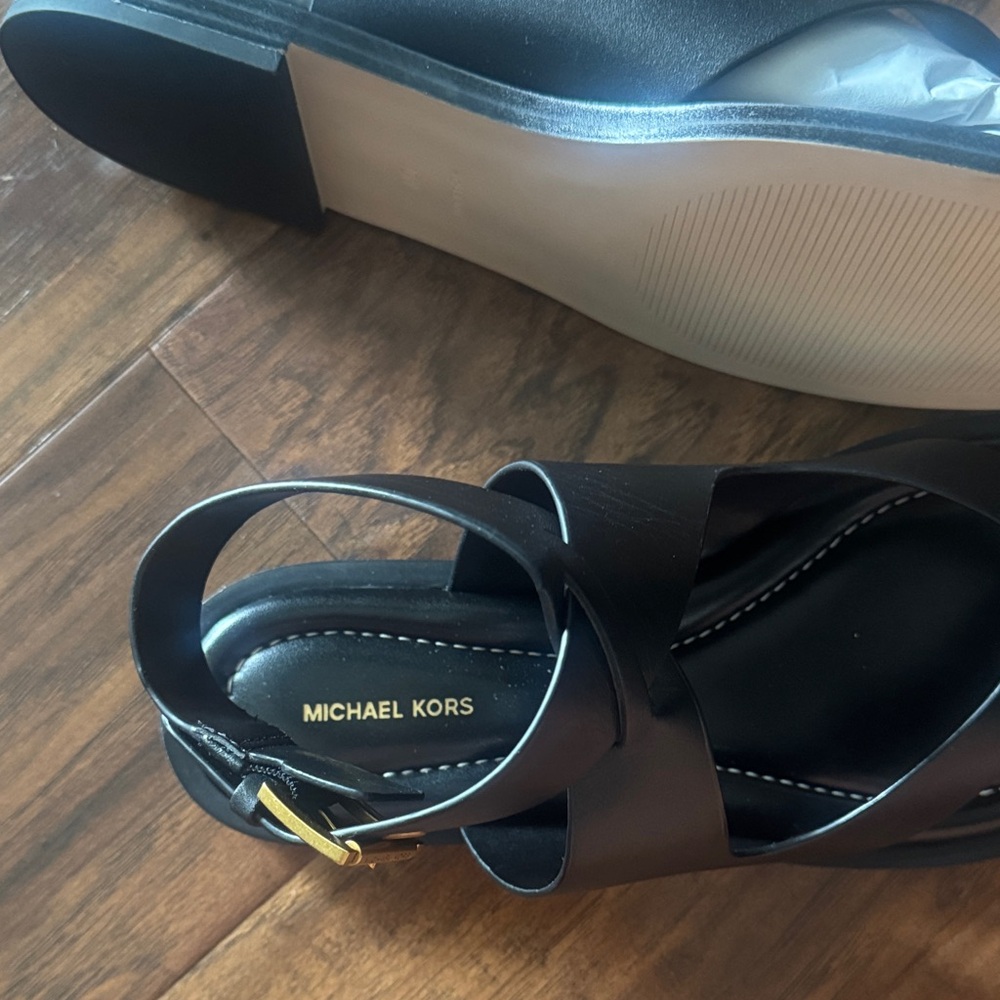 Michael Kors Black Leather Sandals - Picture 3 of 7